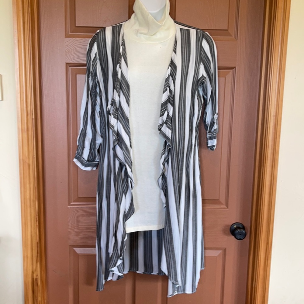 Striped Cardigan-Style Top
